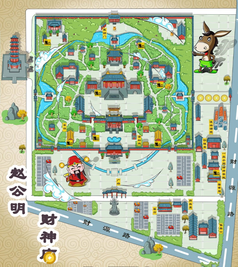 武宣寺庙类手绘地图